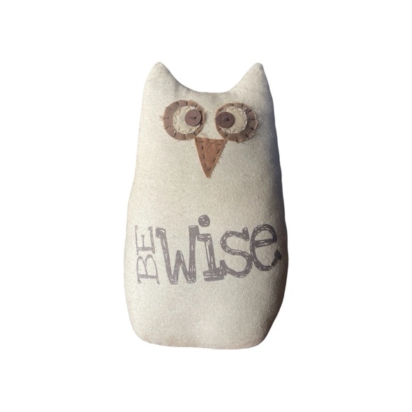 Honey & Me Owl Pillow Doorstop “Be Wise” Primitive Folk Art Rustic Boho Rare - Picture 6 of 7